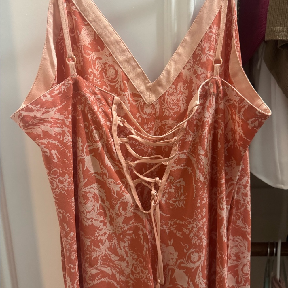 Elegant Lace-Up Floral Nightgown